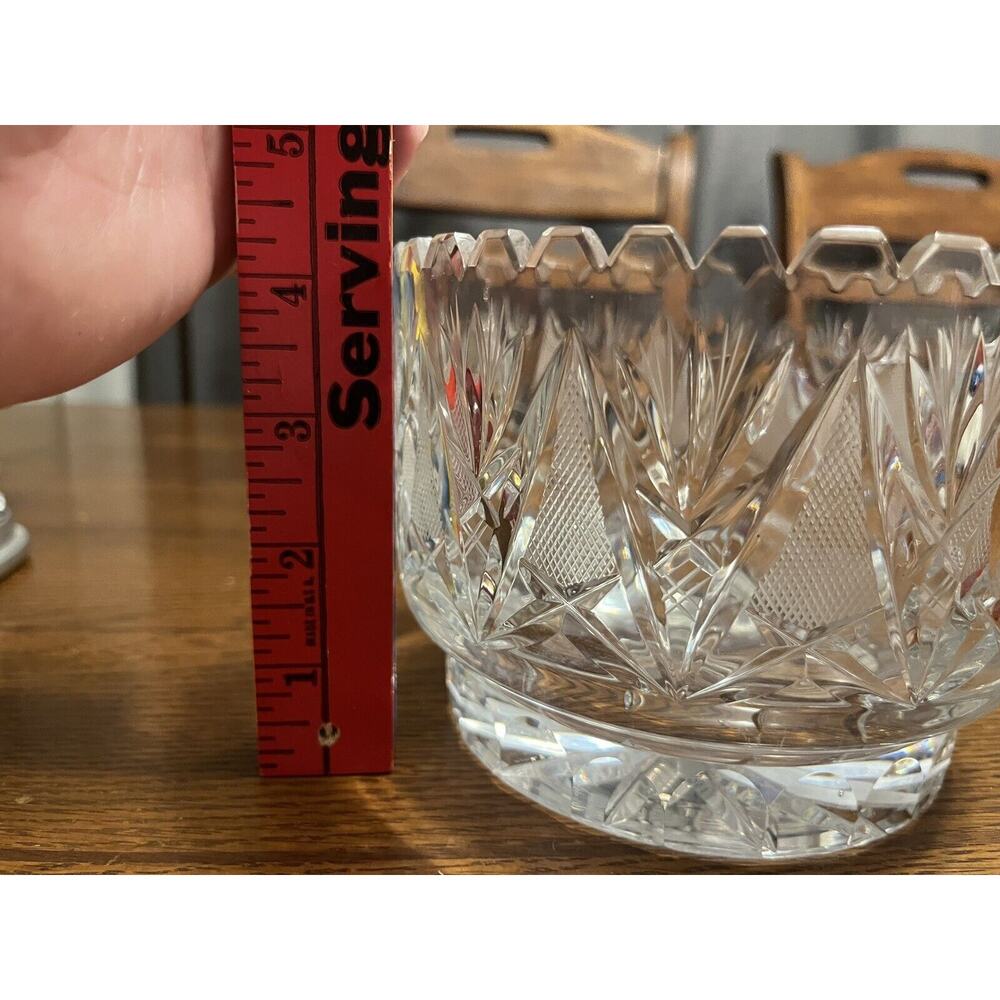 Antique American Brilliant Period Cut Crystal Centerpiece Bowl Sawtooth Edge - Picture 6 of 6